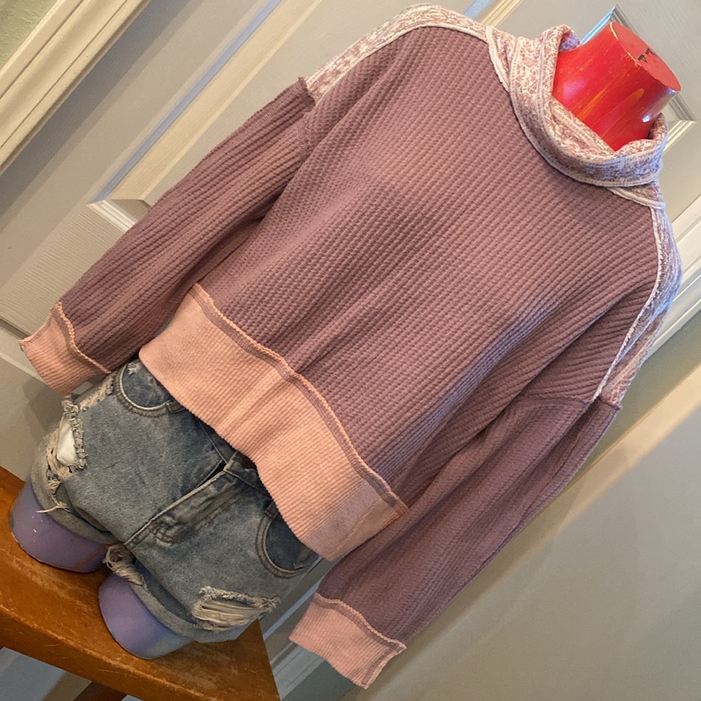 Belle Du Jour Pink and Purple Kawaii Cute Cowl Neck Sweater